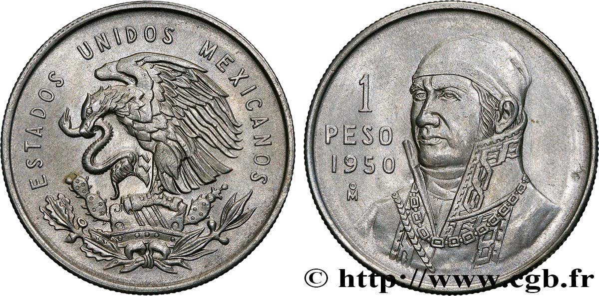 MEXIKO 1 Peso Jose Morelos y Pavon 1950 Mexico VZ