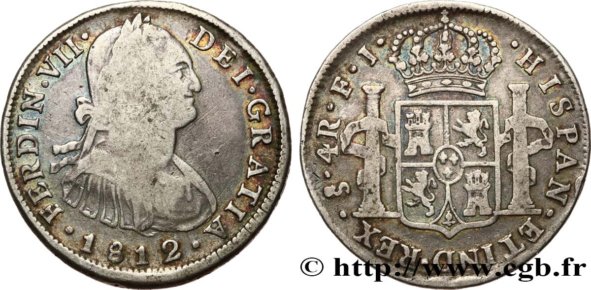 CHILE 4 Reales Ferdinand VII 1812 Santiago VF 