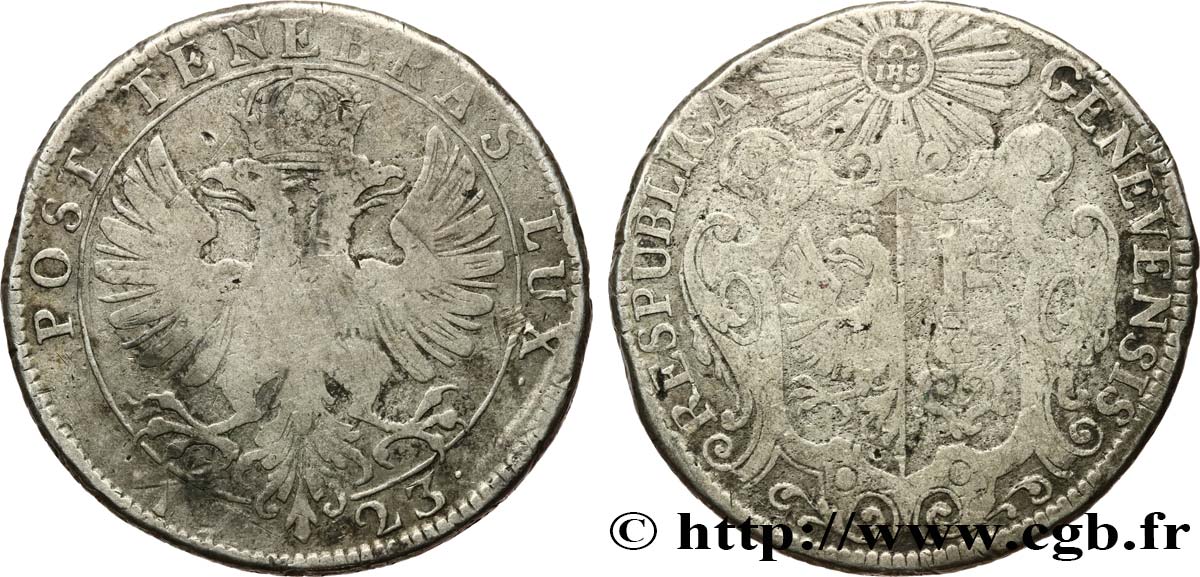 SWITZERLAND - REPUBLIC OF GENEVA Thaler 1723  F 