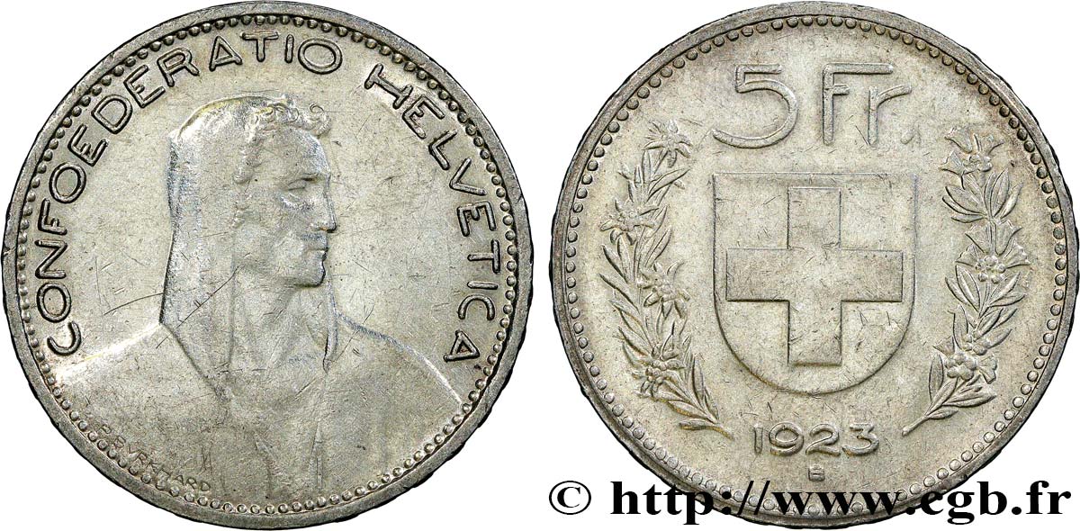 SUISSE 5 Francs berger 1923 Berne TB+ 