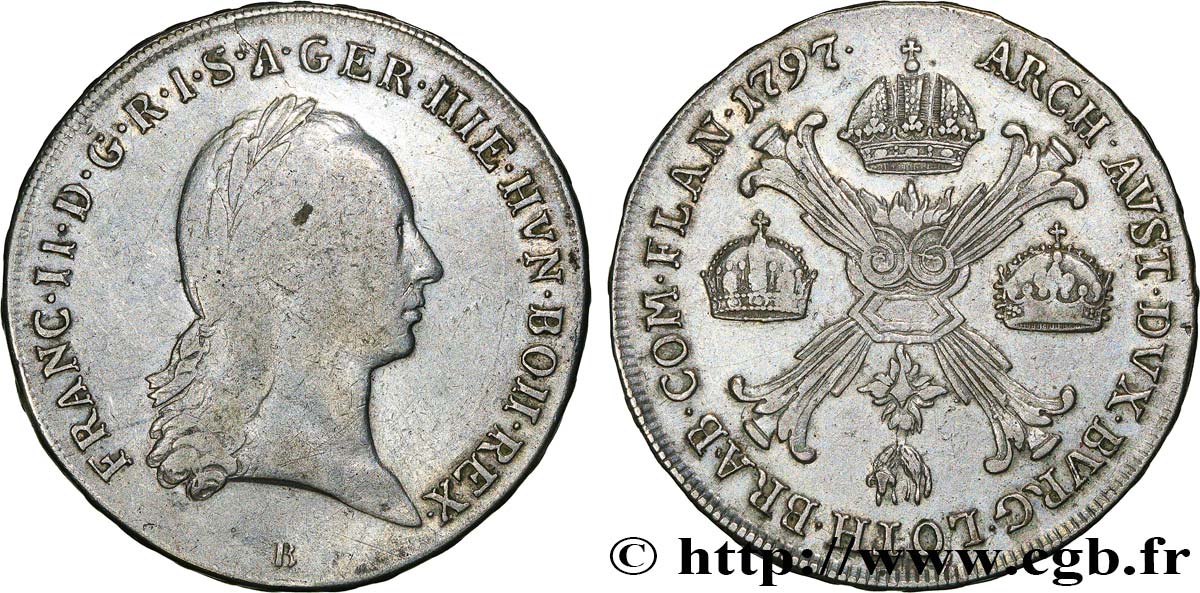 AUSTRIA - FRANCIS IST OF AUSTRIA Kronenthaler (Thaler à la couronne) 1797 Kremnitz VF/XF 
