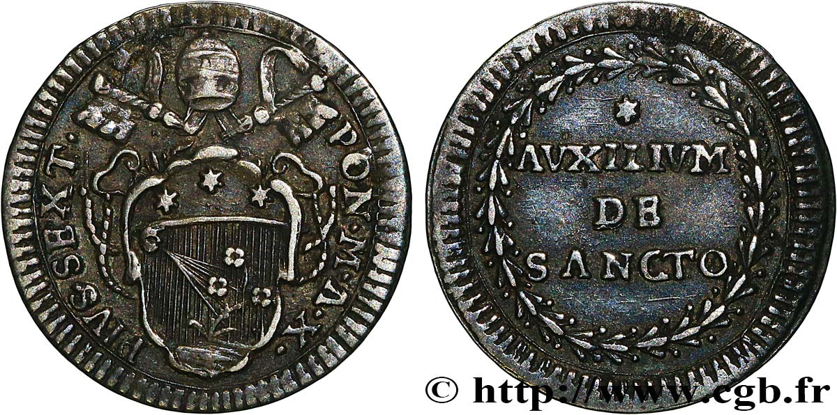 VATICAN AND PAPAL STATES 1 Grosso Pie VI an X 1787 Rome XF 