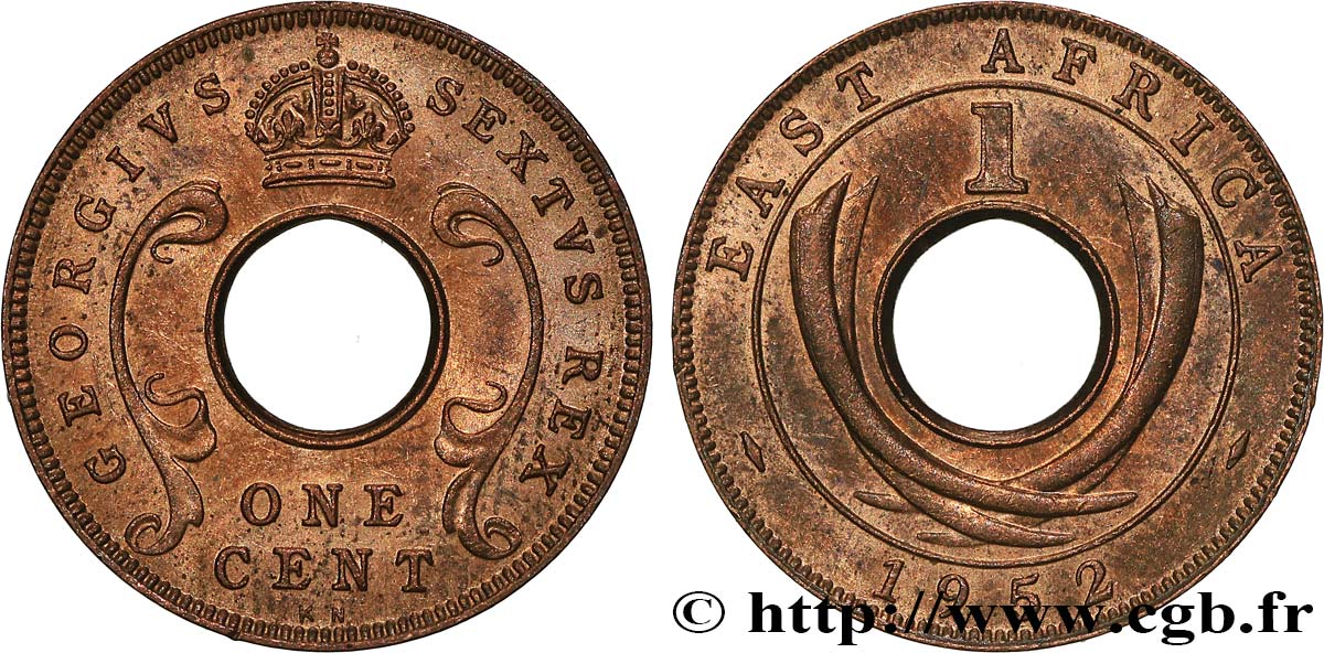 EAST AFRICA (BRITISH) 1 Cent Georges VI 1952 Kings Norton AU 