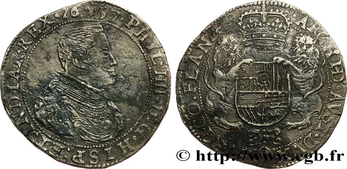SPANISH NETHERLANDS - COUNTY OF FLANDERS - PHILIP IV Ducaton, 2e type 1657 Bruges XF 