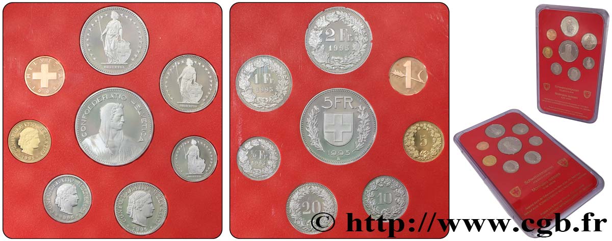 SUIZA Série Proof 8 Monnaies 1995  Prueba 