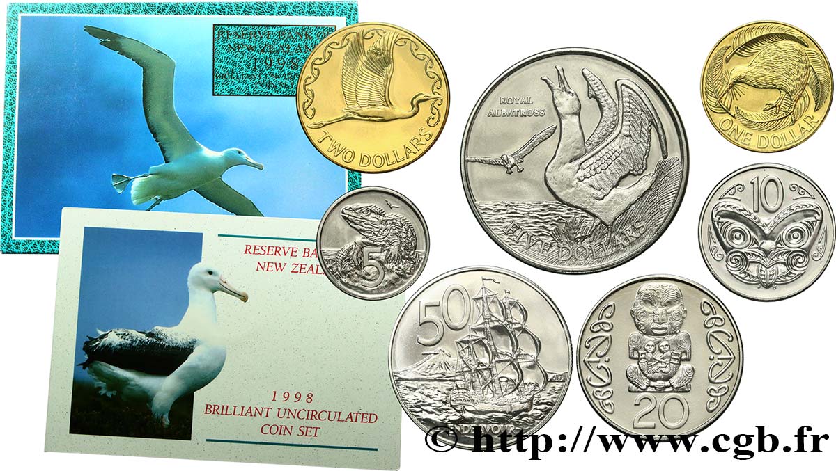 NUEVA ZELANDA
 Série 7 monnaies 1998  FDC 