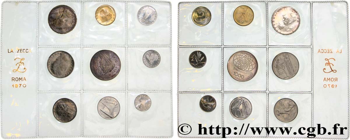 ITALY Série de 9 Monnaies 1970 Rome - R MS 