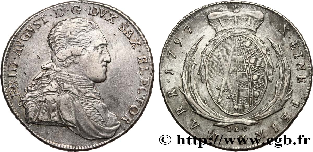 GERMANY - ELECTORATE OF SAXONY - FREDERICK-AUGUSTUS III Thaler 1797 Dresde XF 