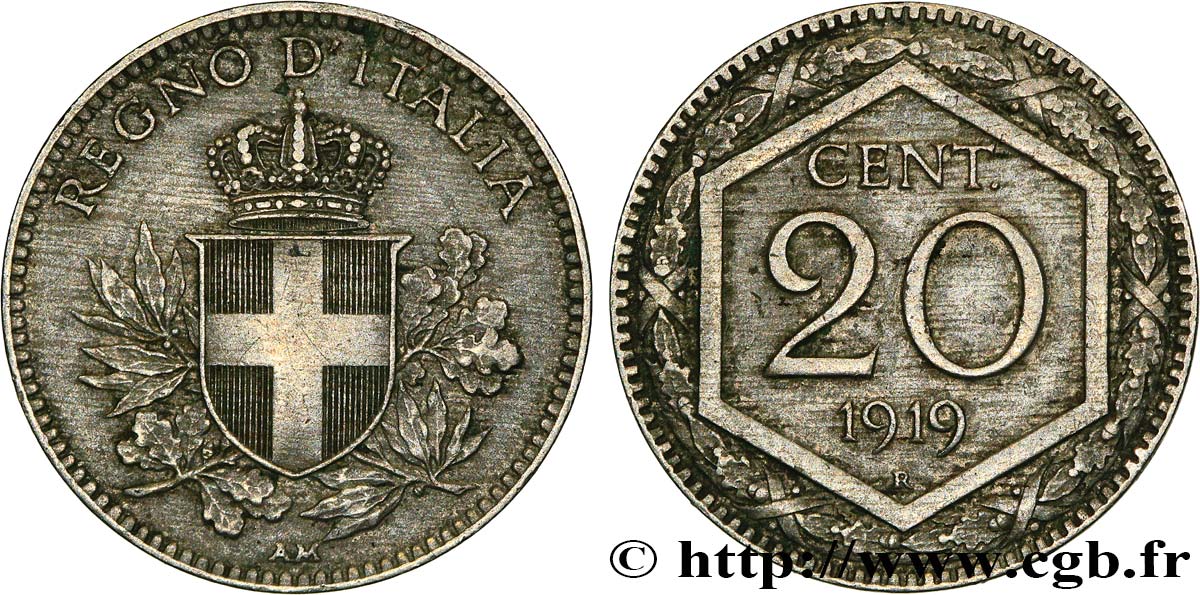ITALIE 20 Centesimi écu 1919 Rome TTB+