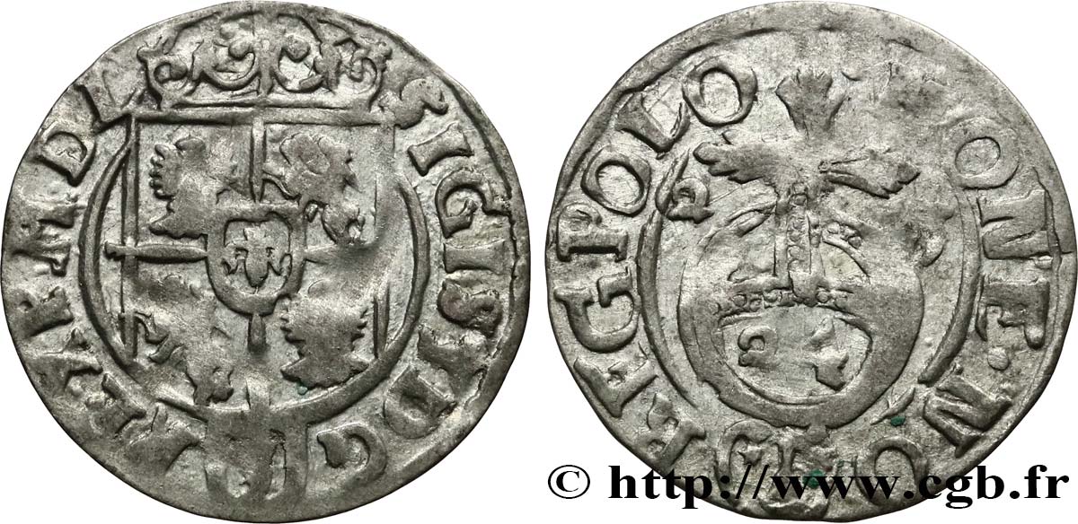 POLOGNE - ROYAUME DE POLOGNE - SIGISMOND III VASA 1 Półtorak / 3 Polker / 1/24 Thaler Sigismond III Vasa 1625 Cracovie TTB