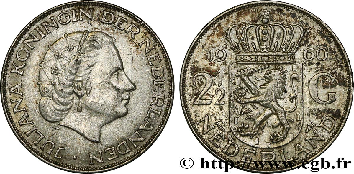 PAYS-BAS 2 1/2 Gulden Juliana 1960 Utrecht SUP/SPL