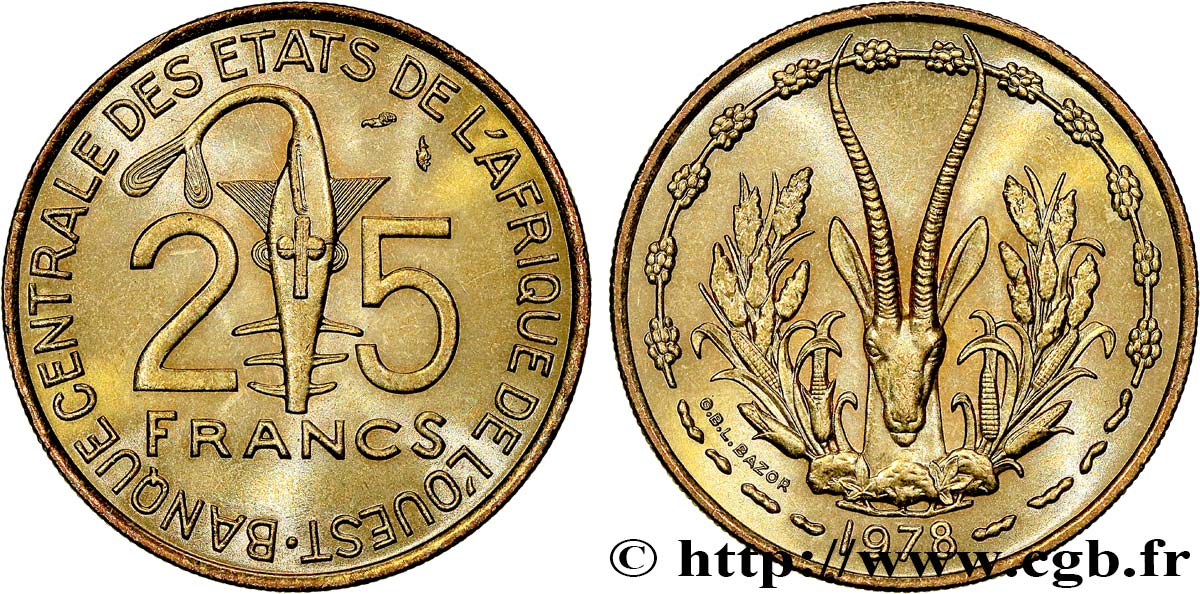 ÉTATS DE L AFRIQUE DE L OUEST (BCEAO) 25 Francs BCEAO 1978 Paris SPL