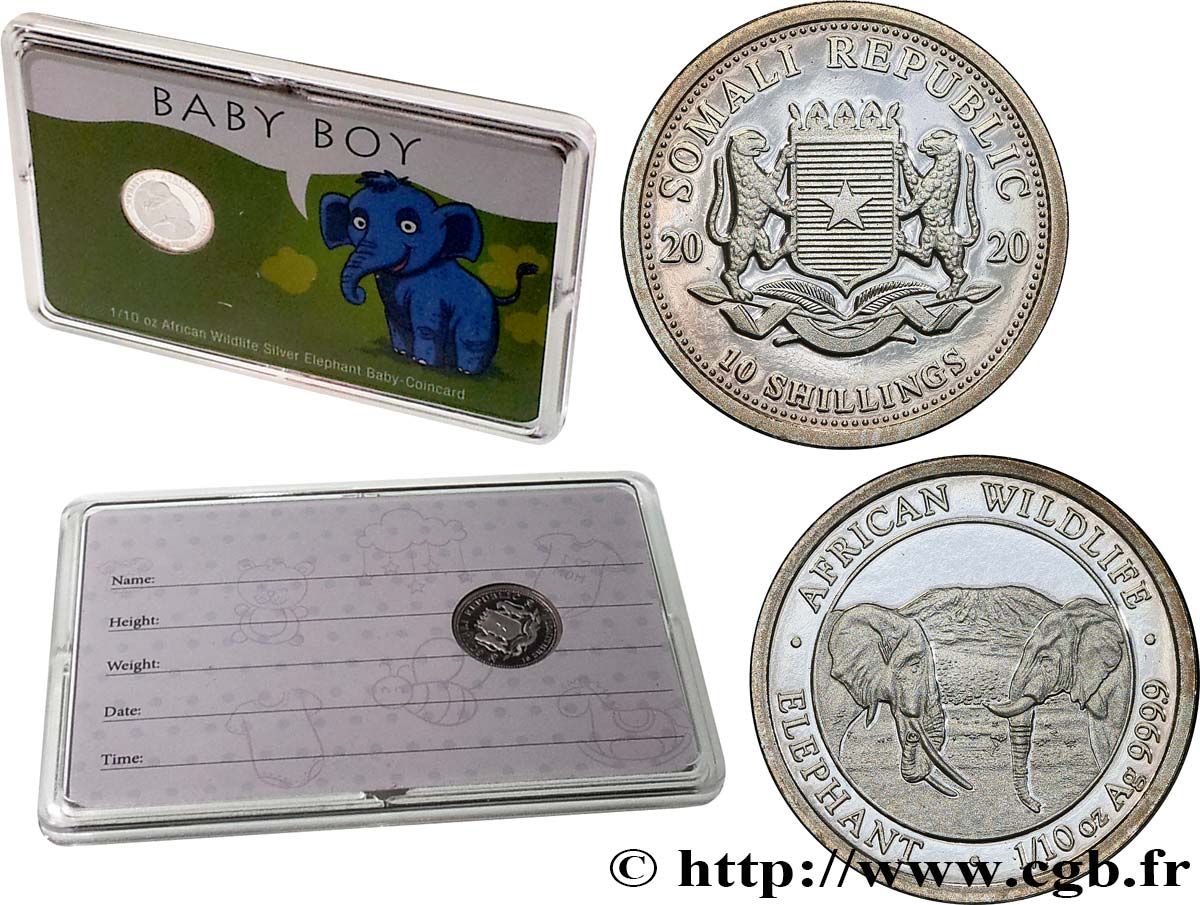SOMALIE 10 Shillings Proof - Coincard “Baby Boy” 2020 SPL