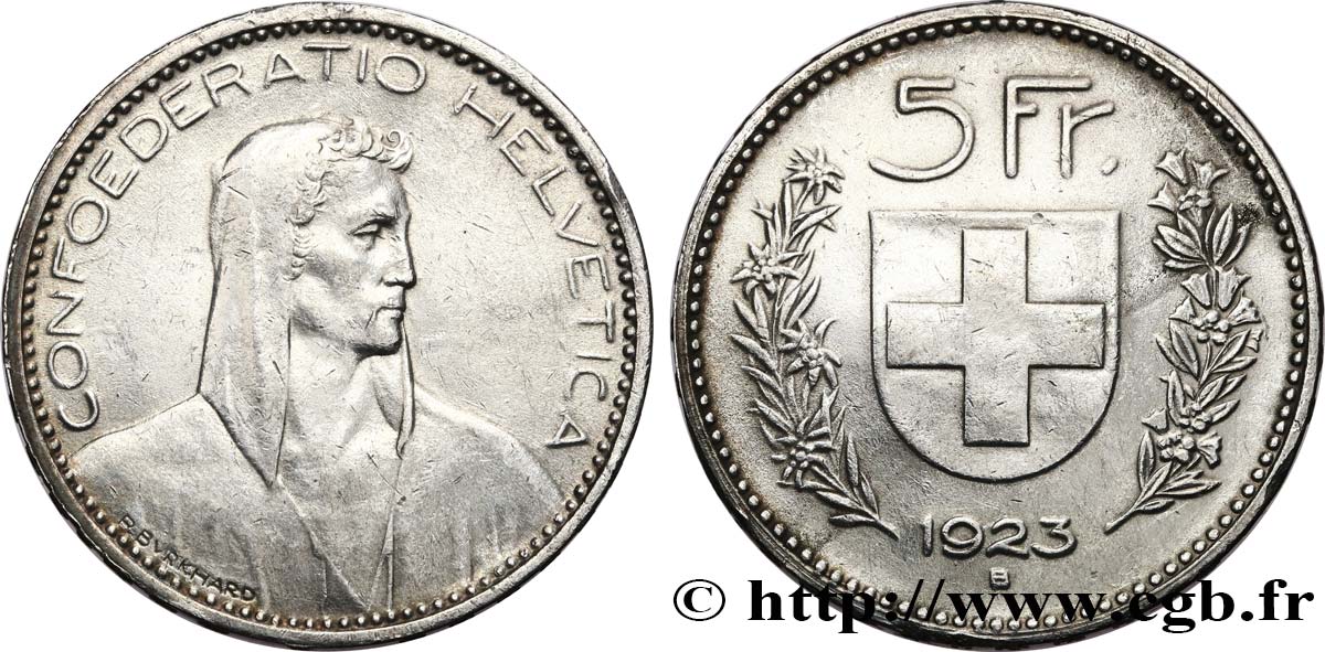 SUISSE 5 Francs berger 1923 Berne TB+ 
