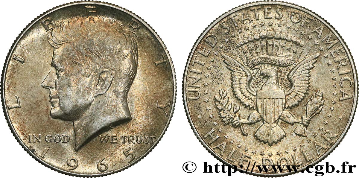 VEREINIGTE STAATEN VON AMERIKA 1/2 Dollar Kennedy 1965 Philadelphie fVZ