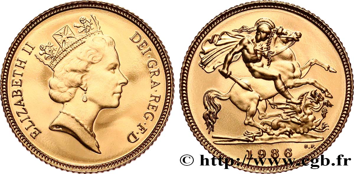 ROYAUME-UNI 1/2 Souverain Proof Élisabeth II 1986 Royal Mint, Llantrisant FDC 