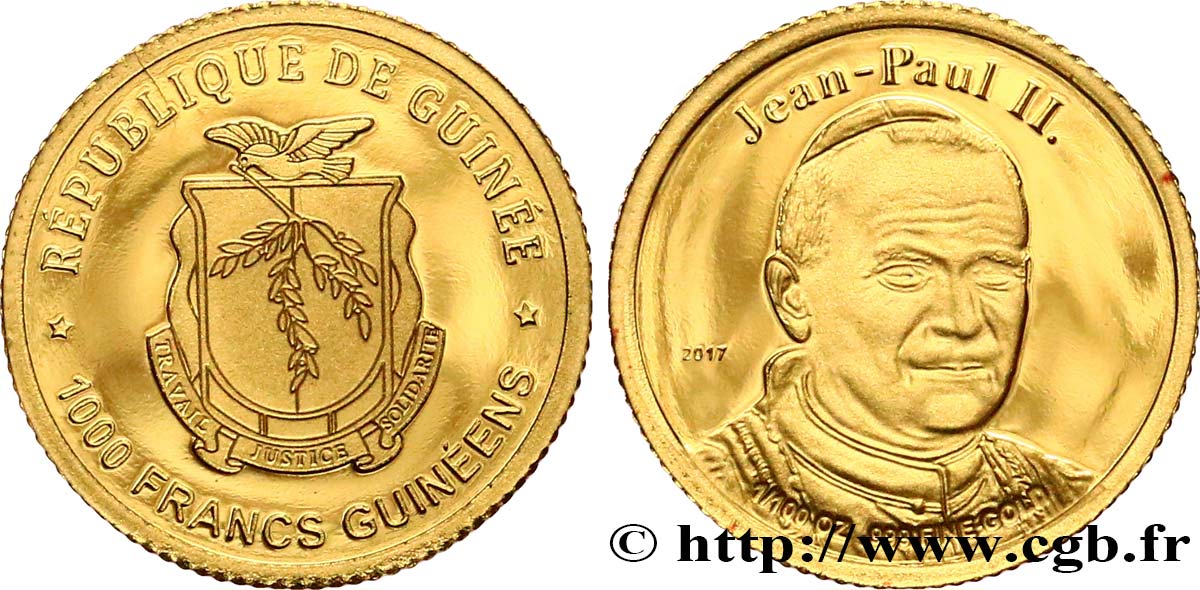 GUINEA 1000 Francs Proof Pape Jean-Paul II 2017  fST 