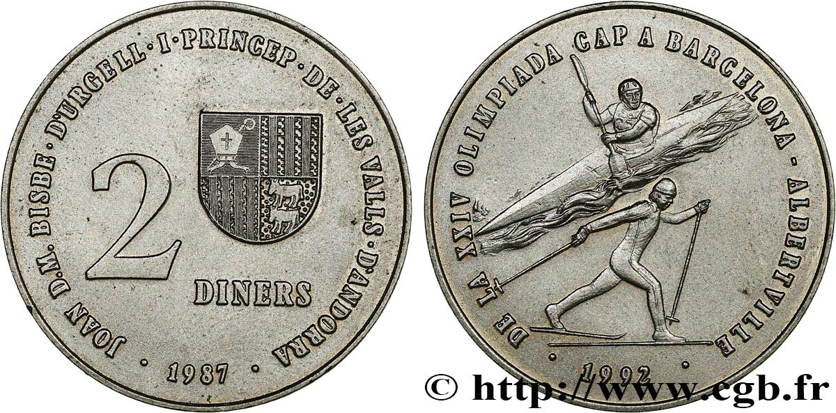 ANDORRA 2 Diners Jeux Olympiques de 1992 1987 SPL