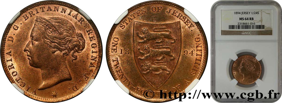 ISLA DE JERSEY 1/24 Shilling Victoria 1894  SC64 NGC
