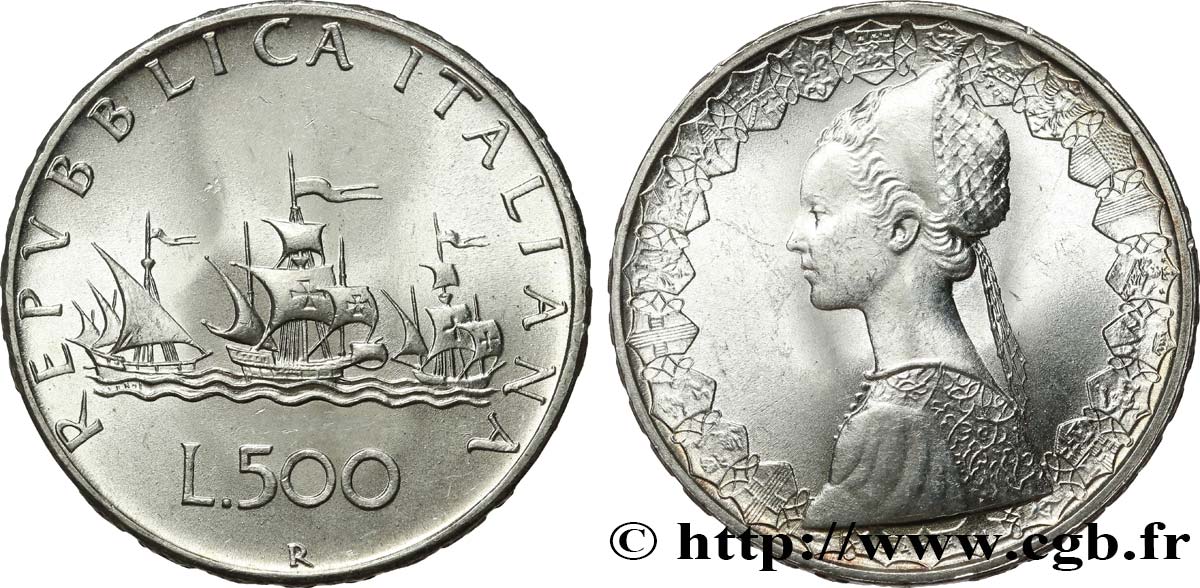 ITALY 500 Lire “caravelles” 1967 Rome AU