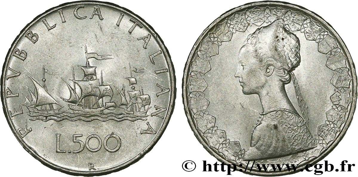 ITALIE 500 Lire “caravelles” 1966 Rome TTB+