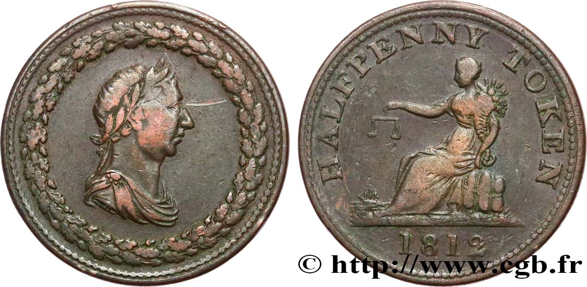 KANADA 1/2 Penny (Bas-Canada) Georges III 1812 fSS