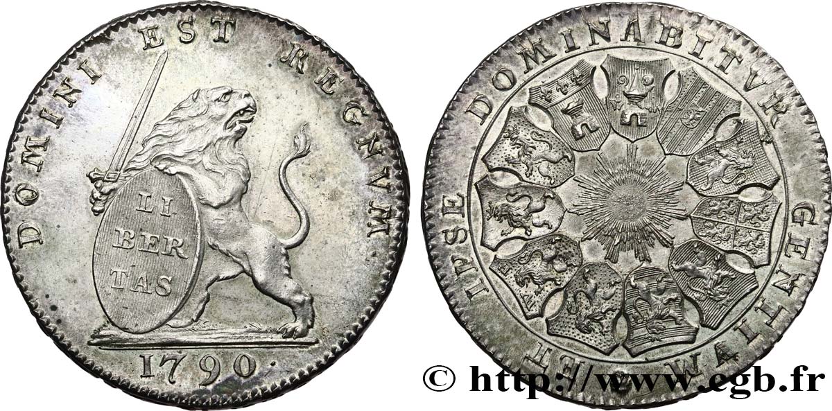 BELGIQUE - ÉTATS UNIS DE BELGIQUE Lion d’argent ou pièce de 3 florins 1790 Bruxelles fST 
