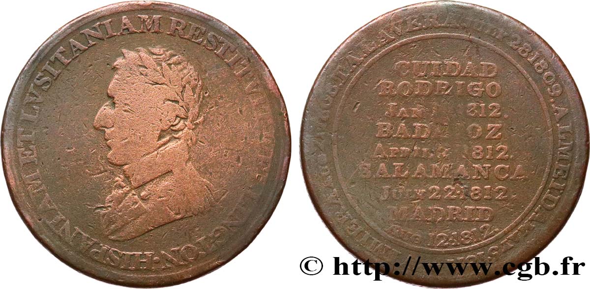 BRITISH TOKENS OR JETTONS 1/2 Penny Hull Wellington 1812  F 
