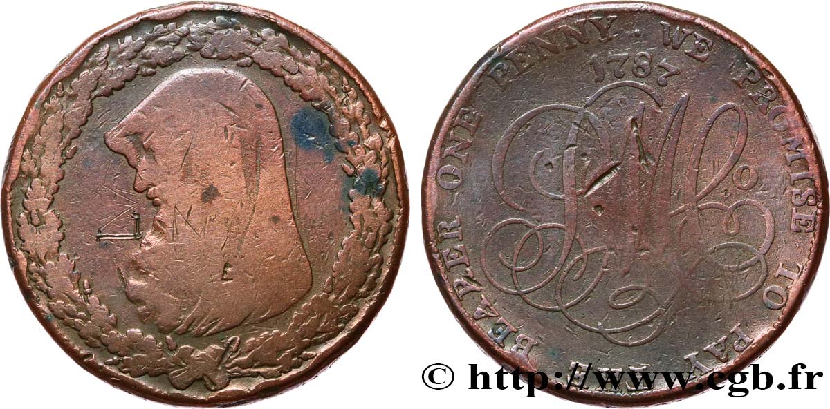 ROYAUME-UNI (TOKENS) 1/2 Penny Anglesey (Pays de Galles) druide 1787  B+ 