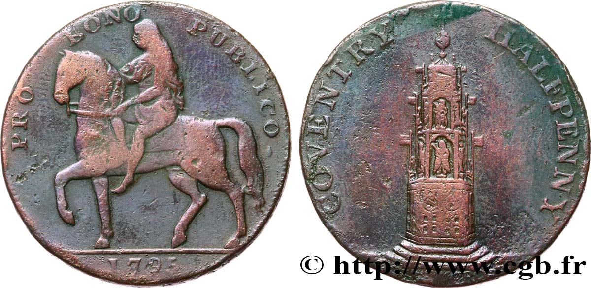 ROYAUME-UNI (TOKENS) 1/2 Penny Coventry (Warwickshire) 1795 Birmingham TB+ 