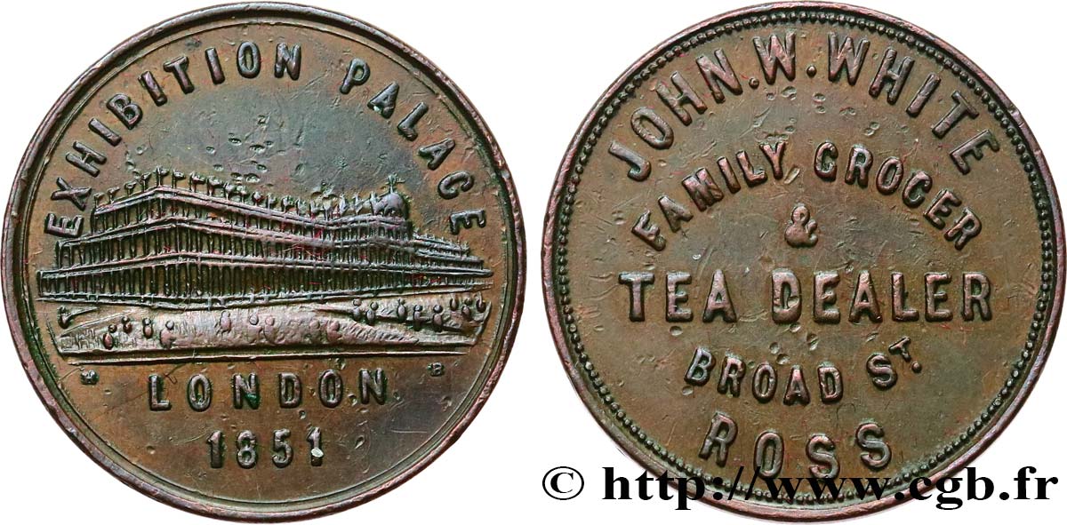 BRITISH TOKENS OR JETTONS Tea Dealer 1851  XF 