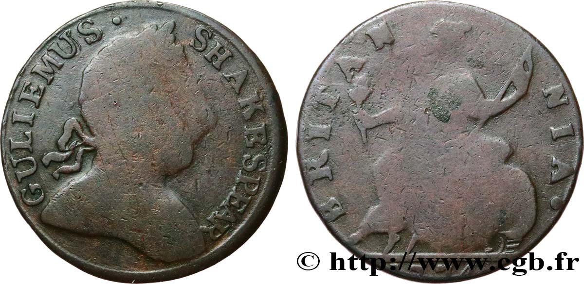 BRITISH TOKENS OR JETTONS 1/2 Penny - Guliemus Shakespear 1774  VG 