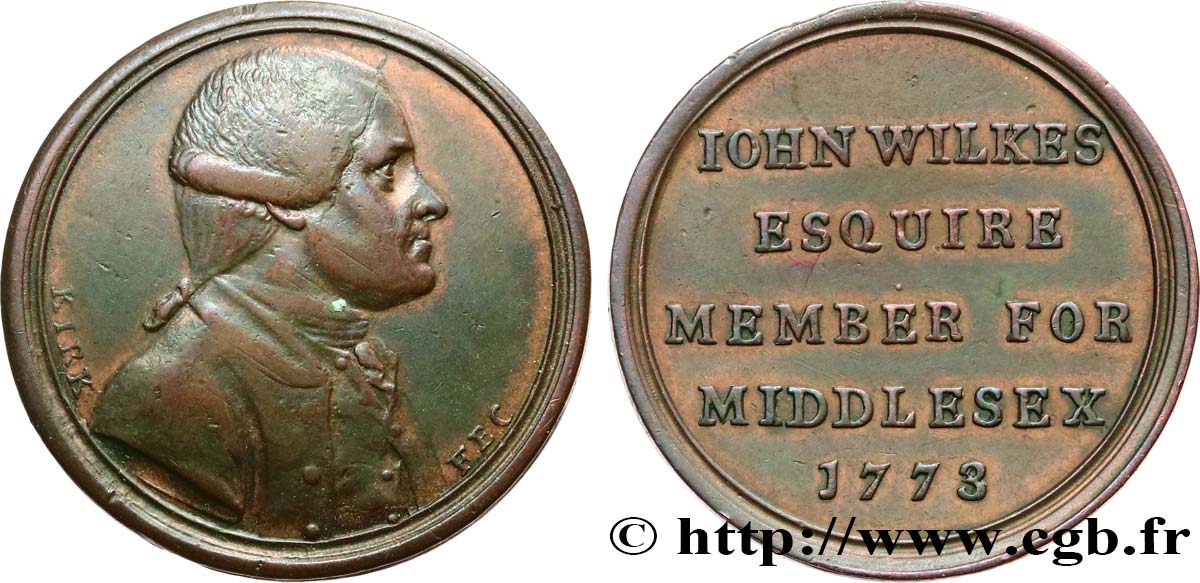 ROYAUME-UNI (TOKENS) Médaille de Iohn Wilkes 1773 UK, Londres SUP 
