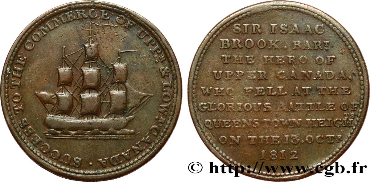 BRITISH TOKENS OR JETTONS 1/2 Penny Brook 1812  XF 