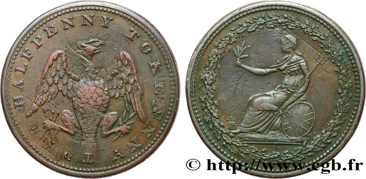 ROYAUME-UNI (TOKENS) 1/2 Penny token - Aigle (Province du canada) n.d.  TTB 