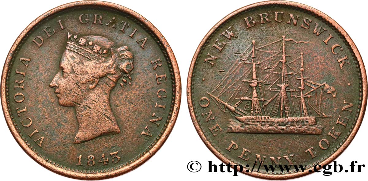 CANADA 1/2 Penny Nouveau Brunswick Victoria 1843  TB 