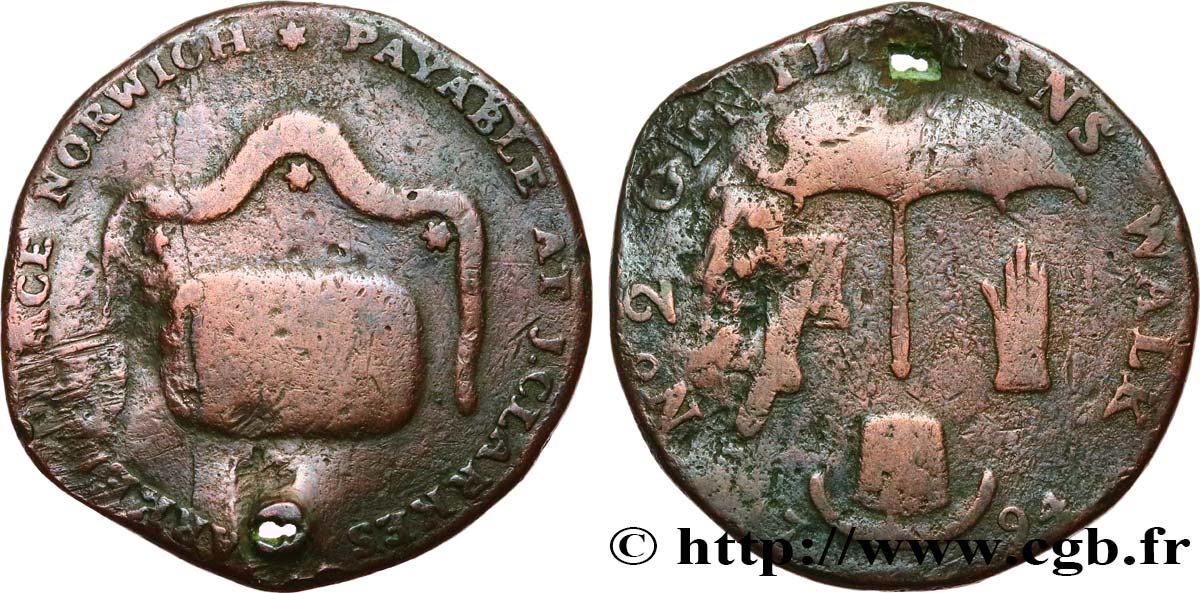ROYAUME-UNI (TOKENS) 1/2 Penny - Market Norwich 1794  TB 