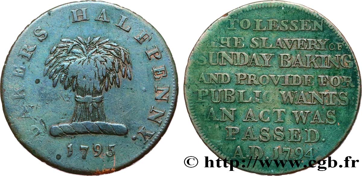 BRITISH TOKENS OR JETTONS 1/2 Penny DENNIS’ (Middlesex) 1795  VF 