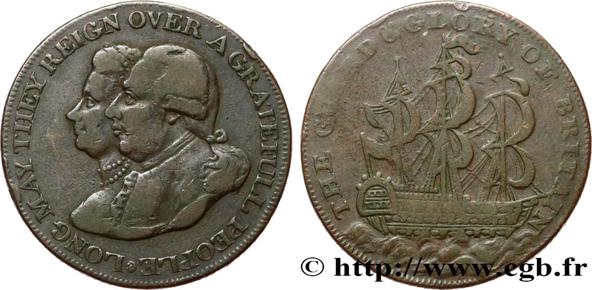 BRITISH TOKENS OR JETTONS 1/2 Penny - Middlesex, Guard and glory n.d.  VF 