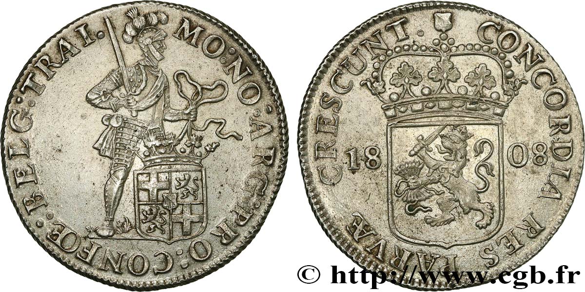 NETHERLANDS - BATAVIAN REPUBLIC Ducat d’argent ou Risksdaler 1808 Utrecht AU 
