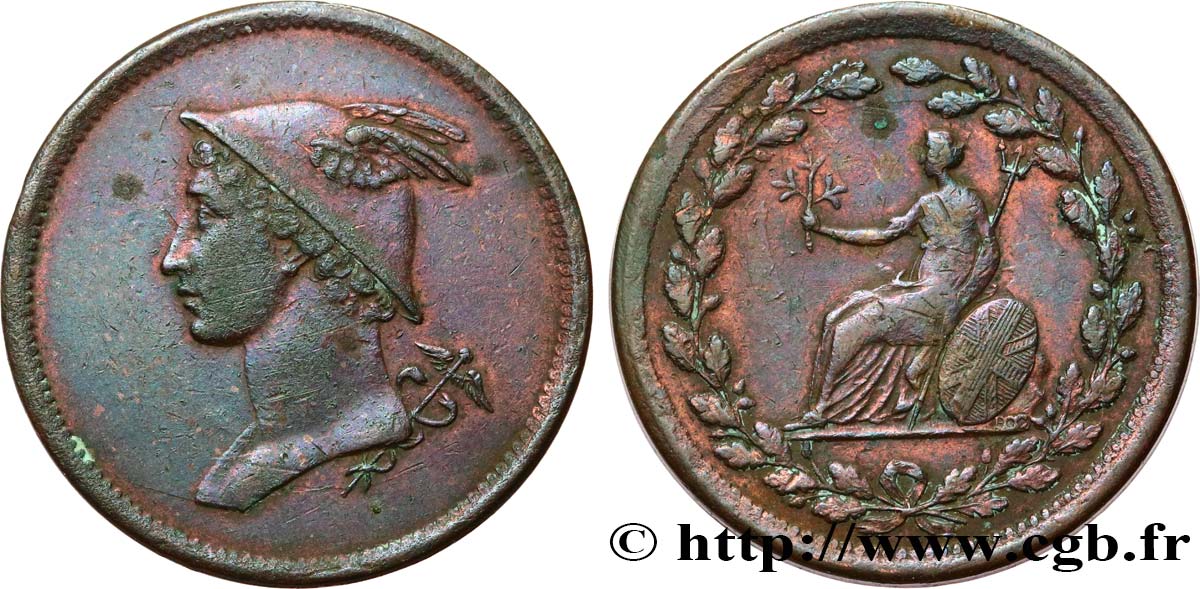 BRITISH TOKENS OR JETTONS 1/2 Penny token - Hermes n.d.  XF 
