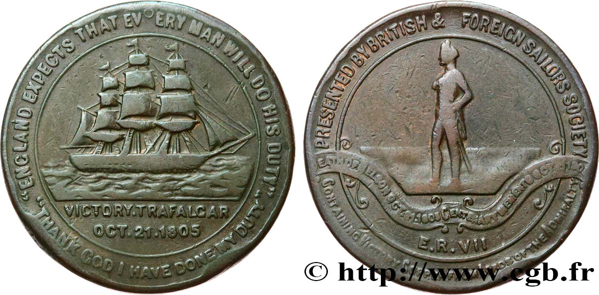 BRITISH TOKENS OR JETTONS 1/2 Penny - Centenaire de la mort de Nelson 1905  VF 