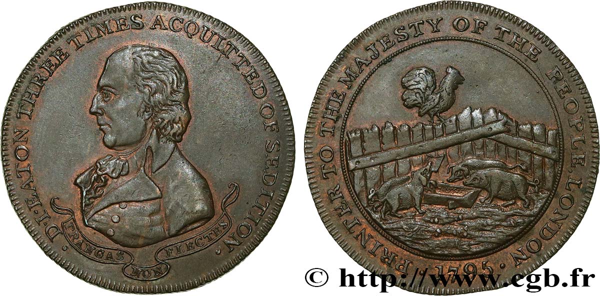 BRITISH TOKENS OR JETTONS 1/2 Penny Eatons (Middlesex) 1795  AU 