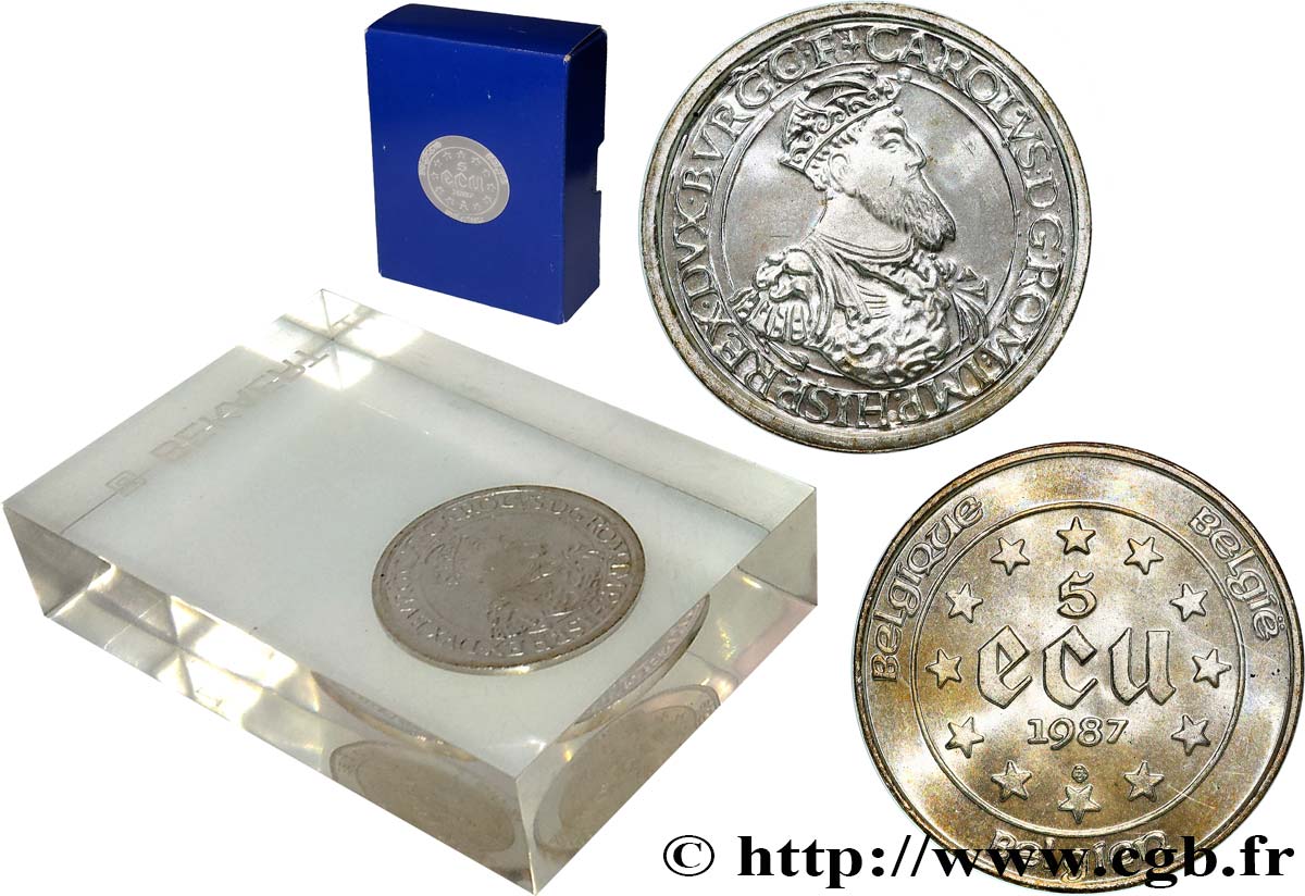 BELGIQUE 5 Ecu Charles Quint 1987 SPL