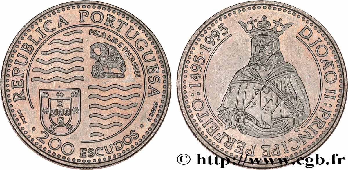 PORTUGAL 200 Escudos 500e anniversaire du règne de Jean II 1995 SPL