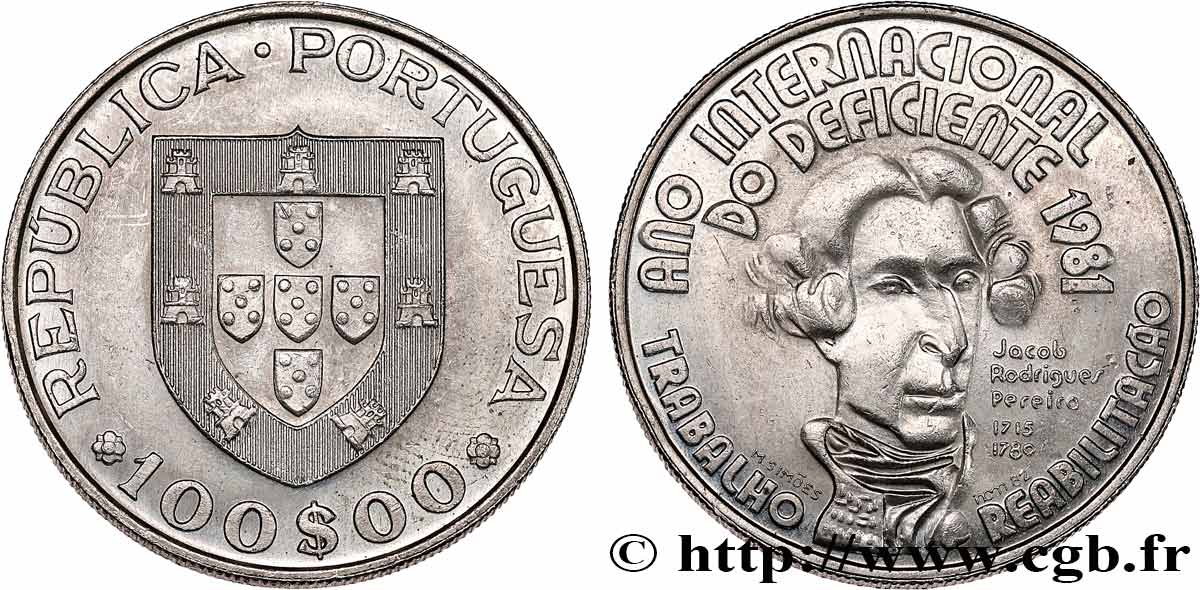 PORTUGAL 100 Escudos année internationale des handicapés 1981 SUP