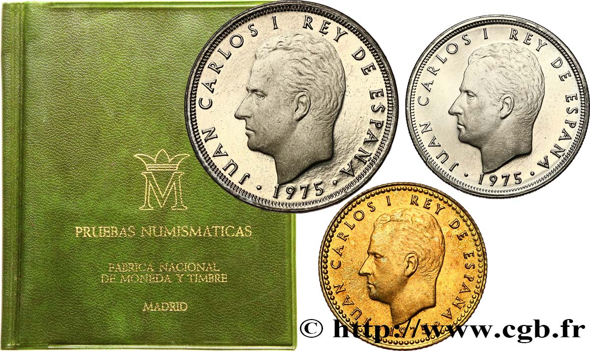 ESPAGNE Série FDC - 3 monnaies 1975  SUP 