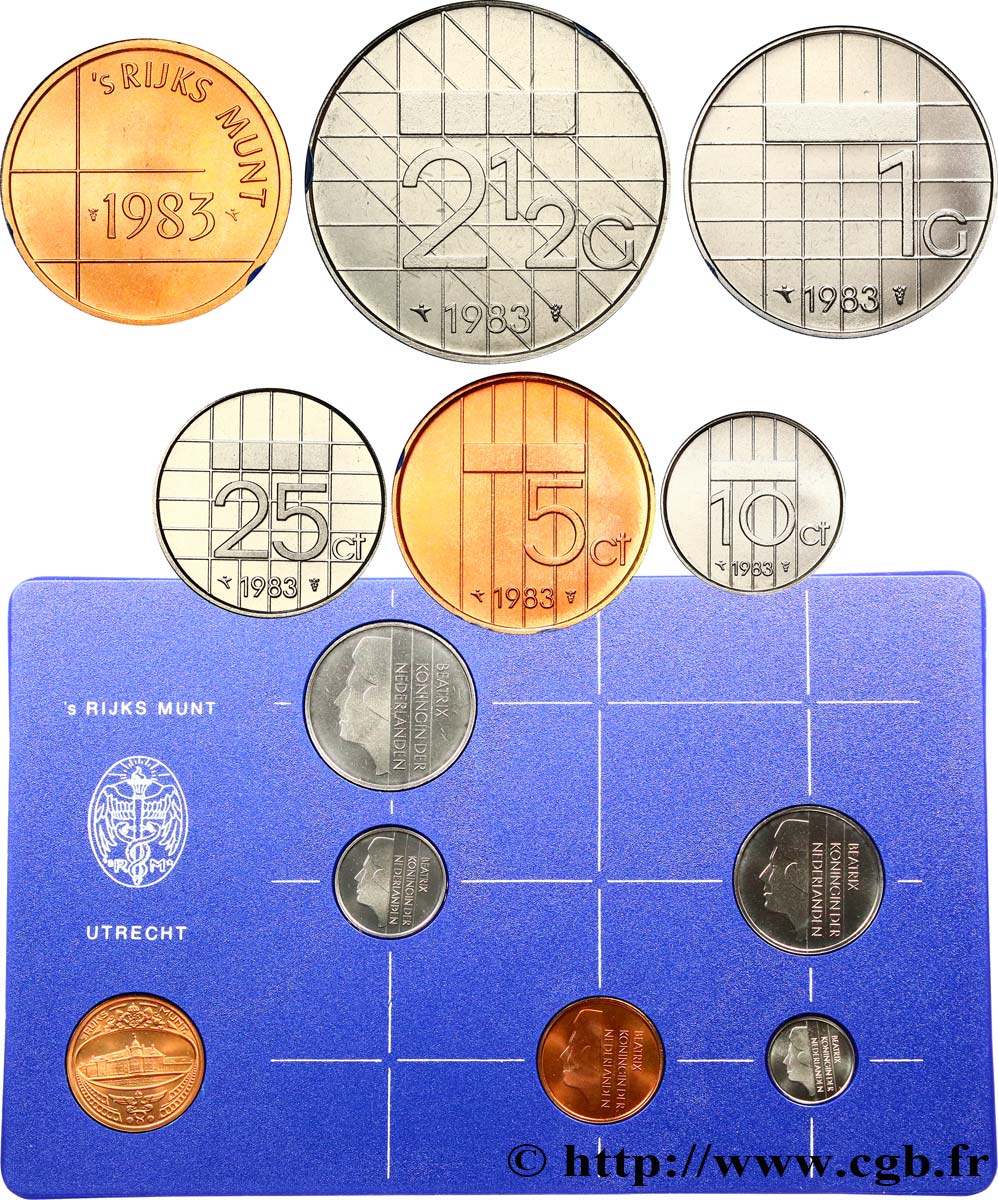 NIEDERLANDE Série FDC - 5 monnaies 1983 Utrecht ST 