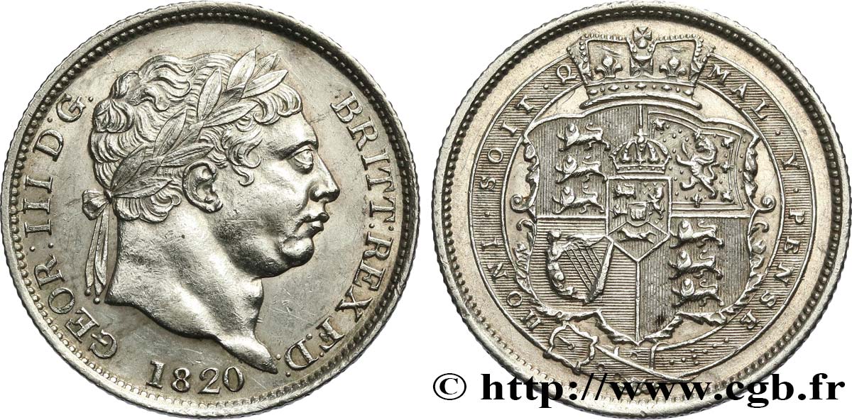 GREAT BRITAIN - GEORGE III 1 Shilling  1820  AU 