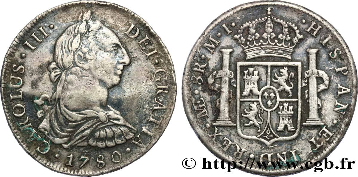 PERU 8 Reales Charles III 1780 Lima VF 